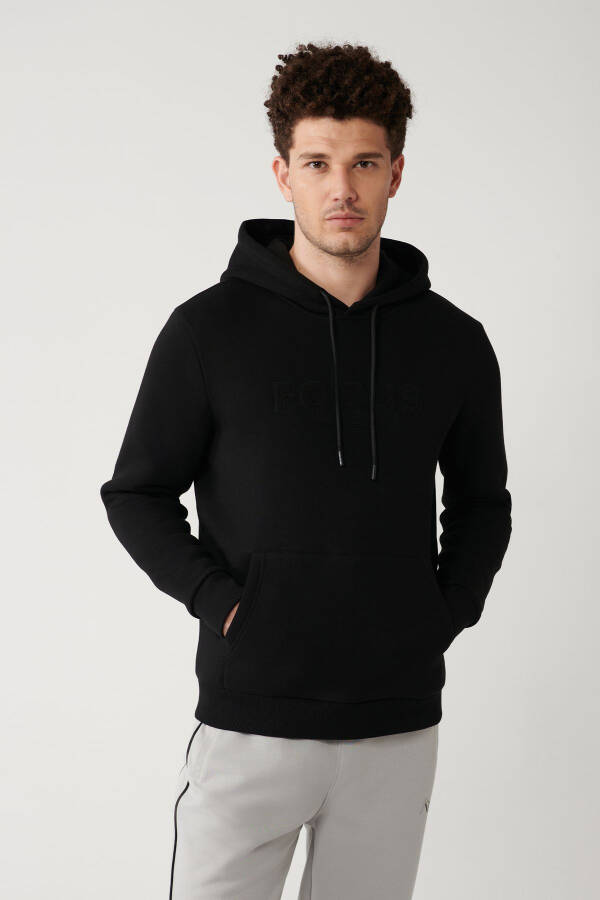 Men's Black Hooded Sweatshirt - 3