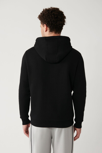 Men's Black Hooded Sweatshirt - 4