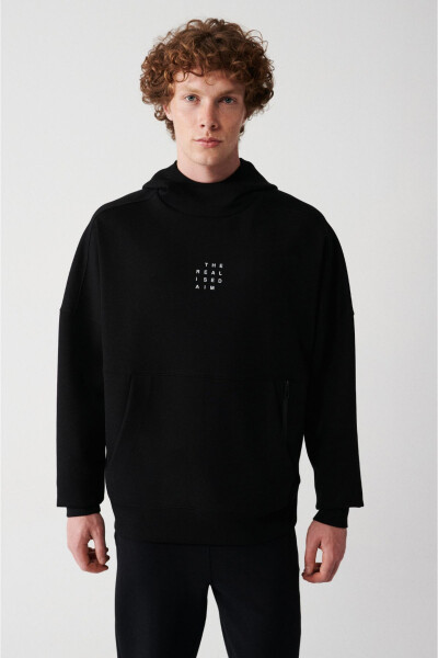 Men's Black Hooded Sweatshirt - 11