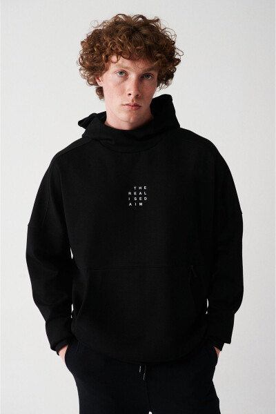 Men's Black Hooded Sweatshirt - 4