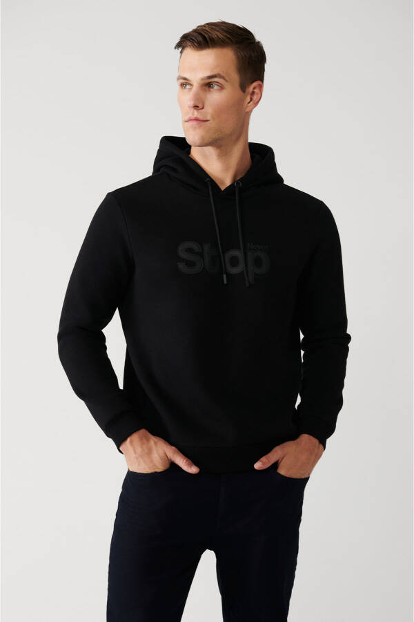 Men's Black Hooded Sweatshirt - 6