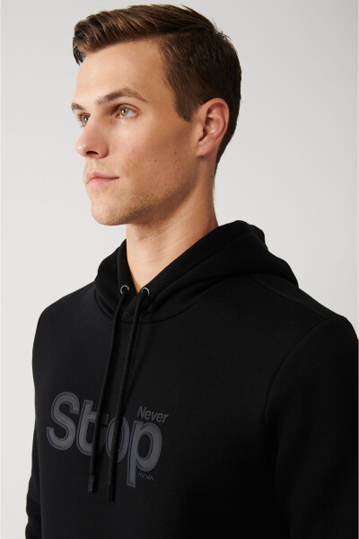 Men's Black Hooded Sweatshirt - 7