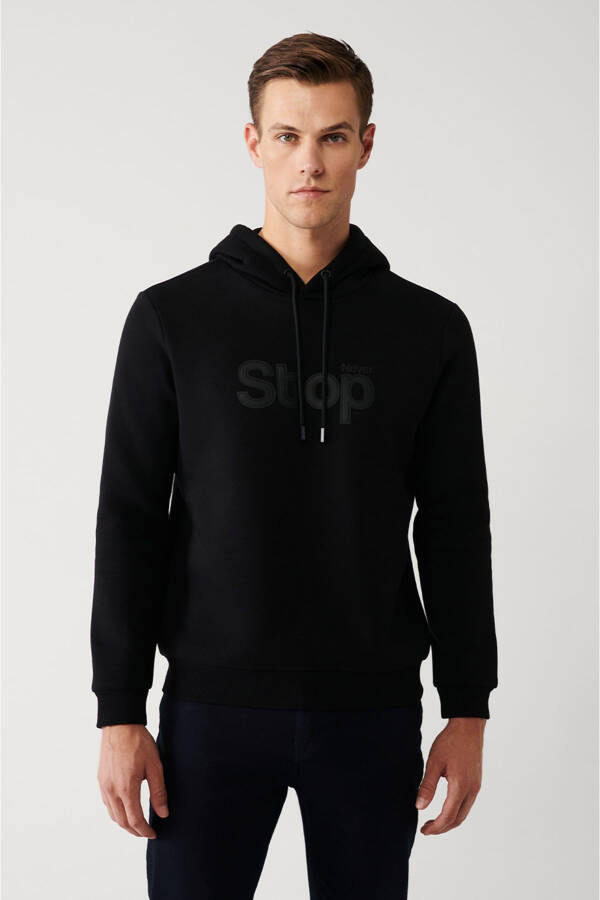 Men's Black Hooded Sweatshirt - 8