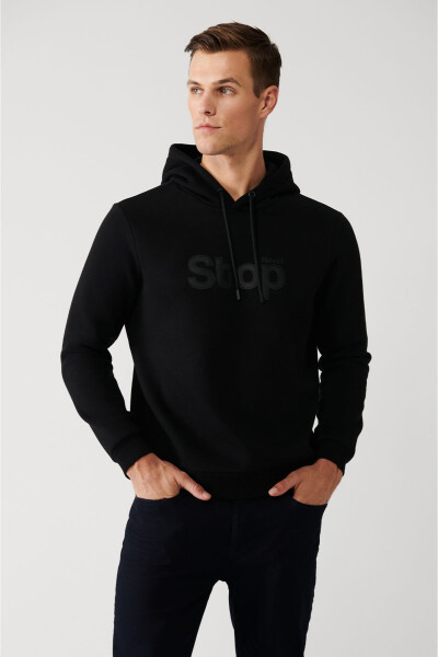 Men's Black Hooded Sweatshirt - 1