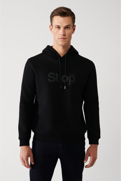 Men's Black Hooded Sweatshirt - 3