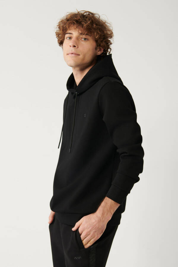 Men's Black Hooded Sweatshirt - 1