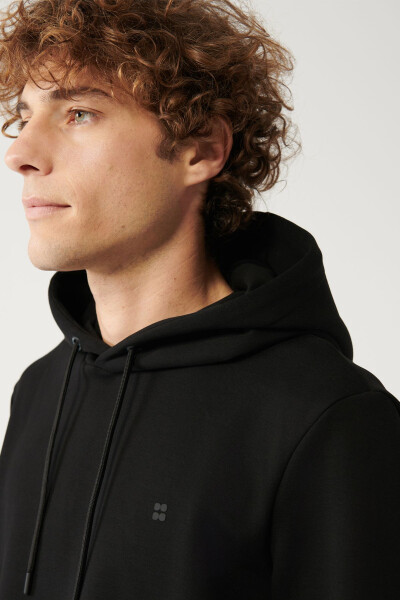 Men's Black Hooded Sweatshirt - 2