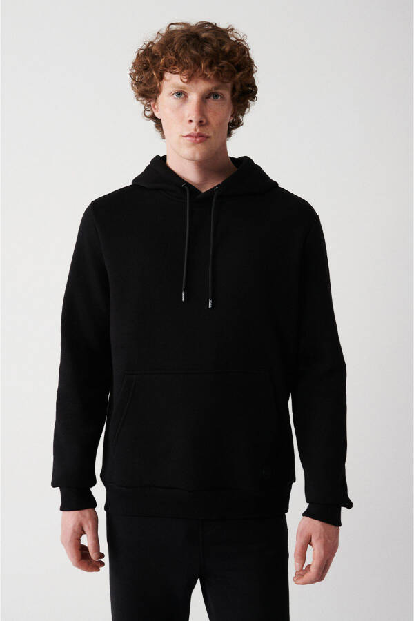 Men's Black Hoodie Sweatshirt - 7