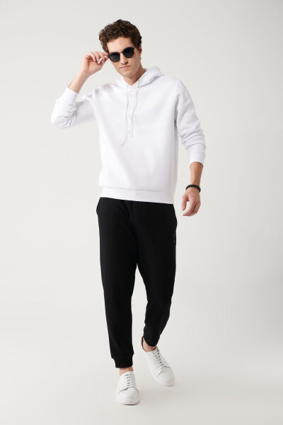 Men's Black Jogger Sweatpants with Drawstring Waist, 3-Thread, Non-Fleece, Elastic Cuffs, Regular Fit A32y346 - 8