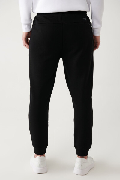 Men's Black Jogger Sweatpants with Drawstring Waist, 3-Thread, Non-Fleece, Elastic Cuffs, Regular Fit A32y346 - 11