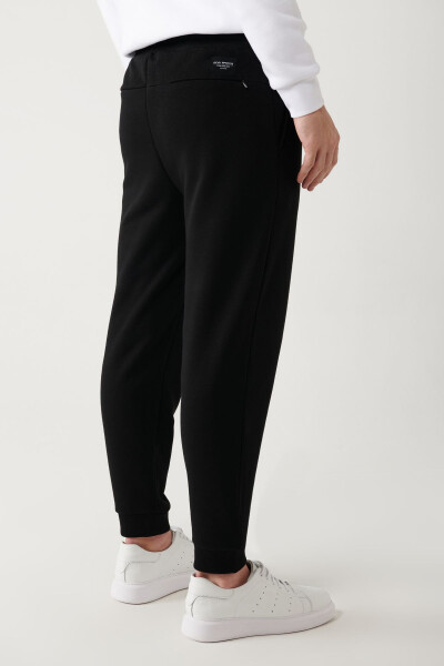 Men's Black Jogger Sweatpants with Drawstring Waist, 3-Thread, Non-Fleece, Elastic Cuffs, Regular Fit A32y346 - 12