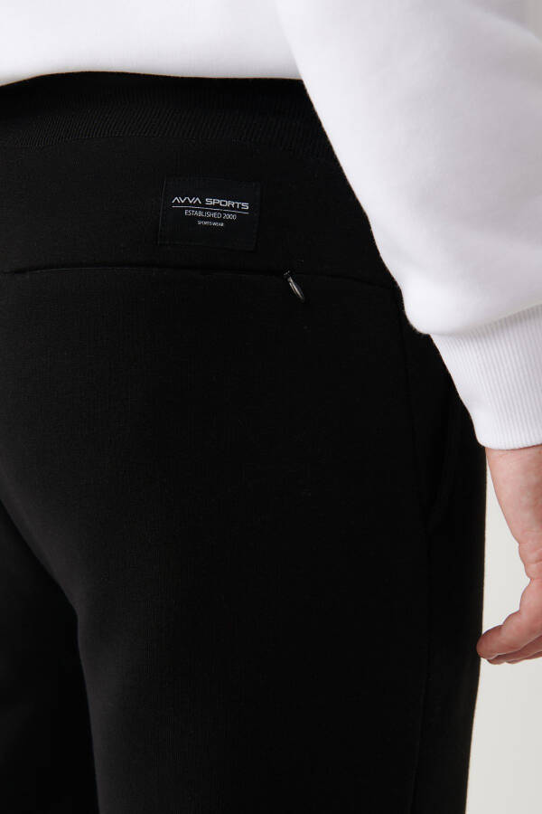 Men's Black Jogger Sweatpants with Drawstring Waist, 3-Thread, Non-Fleece, Elastic Cuffs, Regular Fit A32y346 - 14