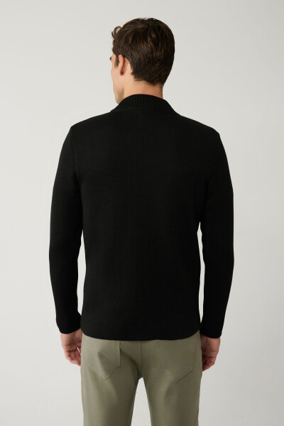 Men's Black Knit Jacket - 4