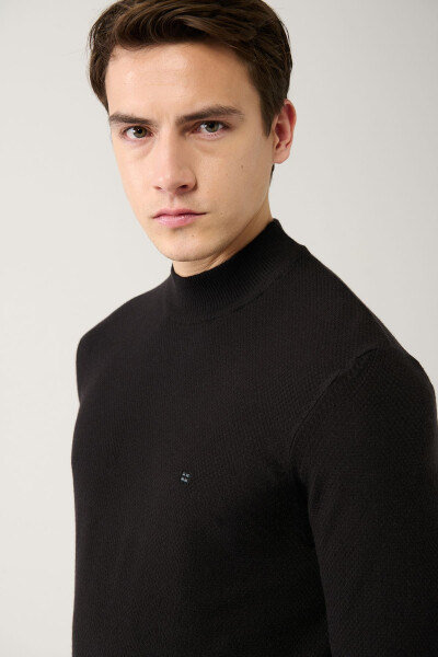 Men's Black Knit Sweater - 2