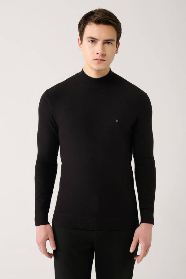 Men's Black Knit Sweater - 3