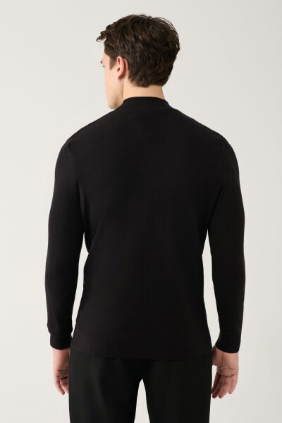 Men's Black Knit Sweater - 4