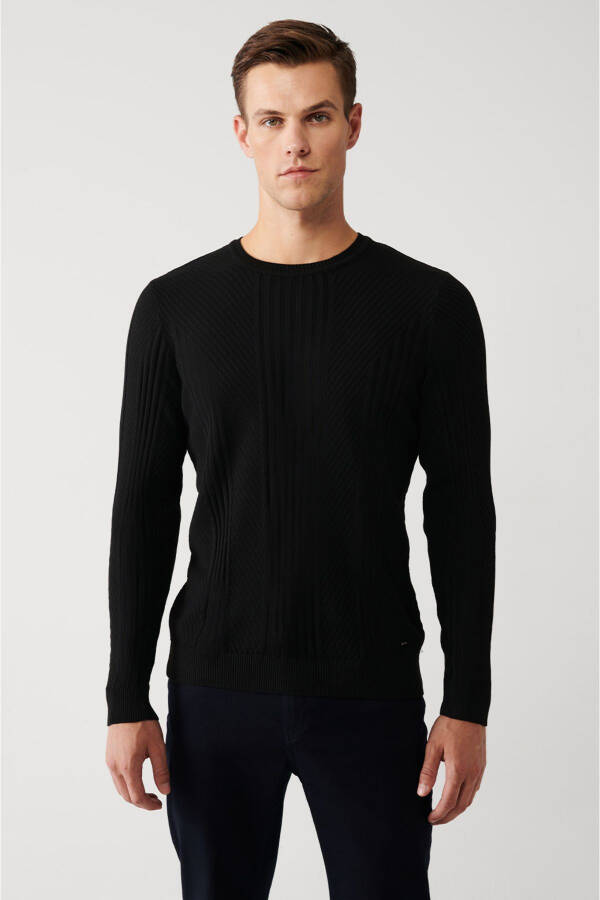 Men's Black Knit Sweater - 1