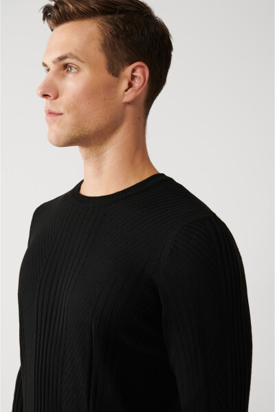 Men's Black Knit Sweater - 2