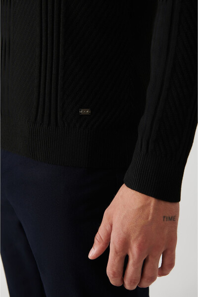 Men's Black Knit Sweater - 3