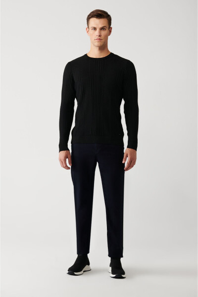 Men's Black Knit Sweater - 6