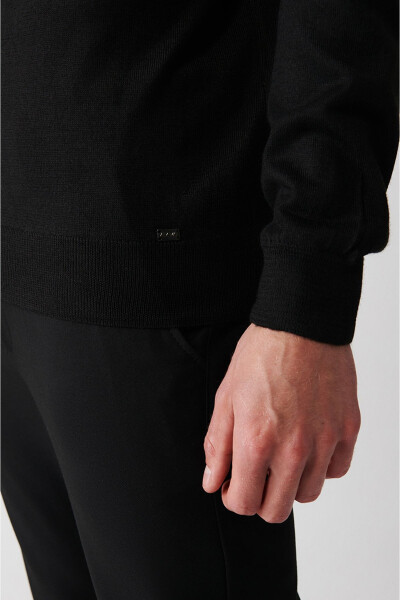 Men's Black Knit Sweater - 3