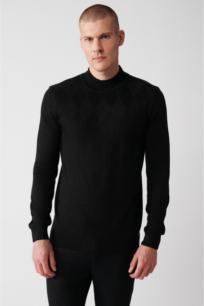 Men's Black Knit Sweater - 5