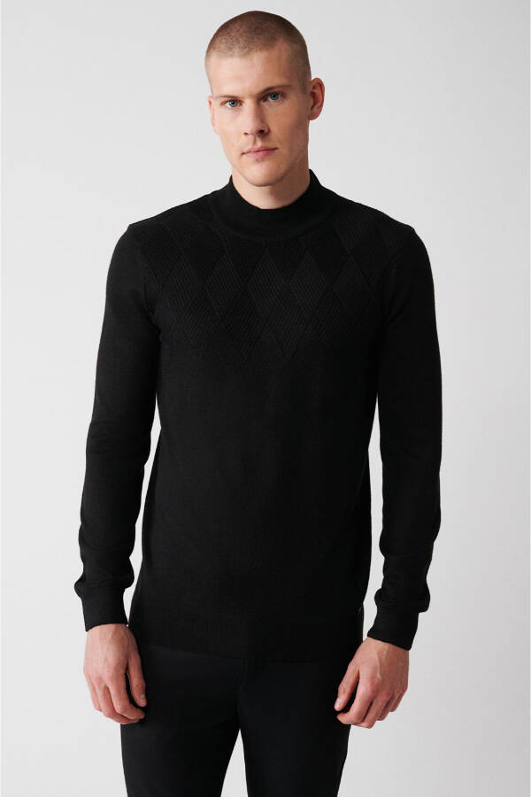 Men's Black Knit Sweater - 5