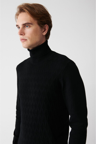 Men's Black Knit Sweater - 2