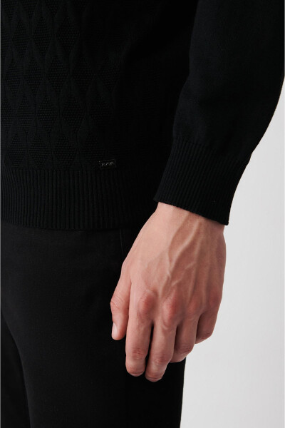 Men's Black Knit Sweater - 3