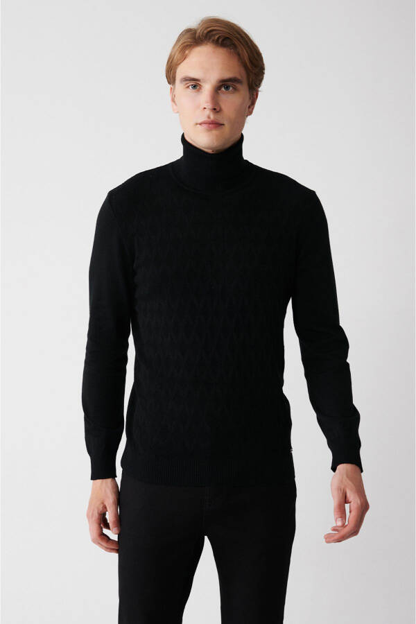 Men's Black Knit Sweater - 5