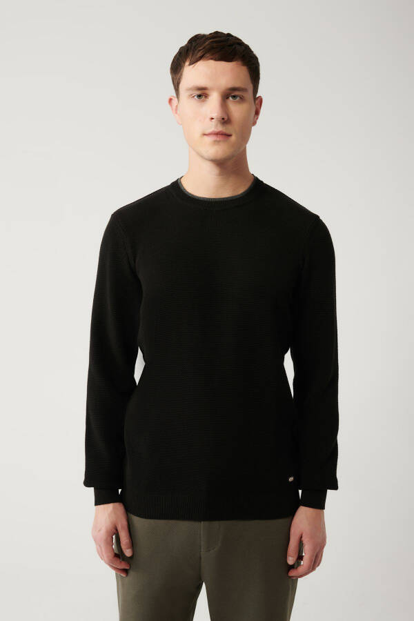 Men's Black Knit Sweater - 3