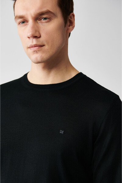 Men's Black Knit Sweater - 7