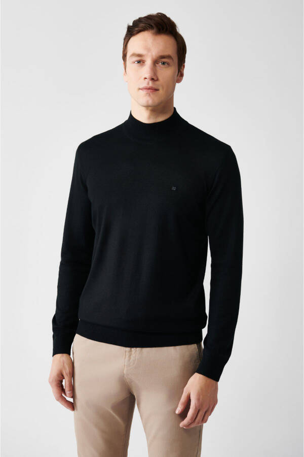 Men's Black Knit Sweater - 1