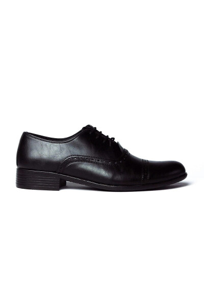 Men's Black Leather Classic Wedding and Everyday Shoes 573-2 - 6