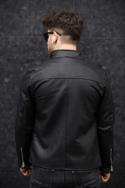 Men's Black Leather Jacket - 2