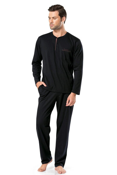 Men's Black Long Sleeve Pajama Set T3409 - 5