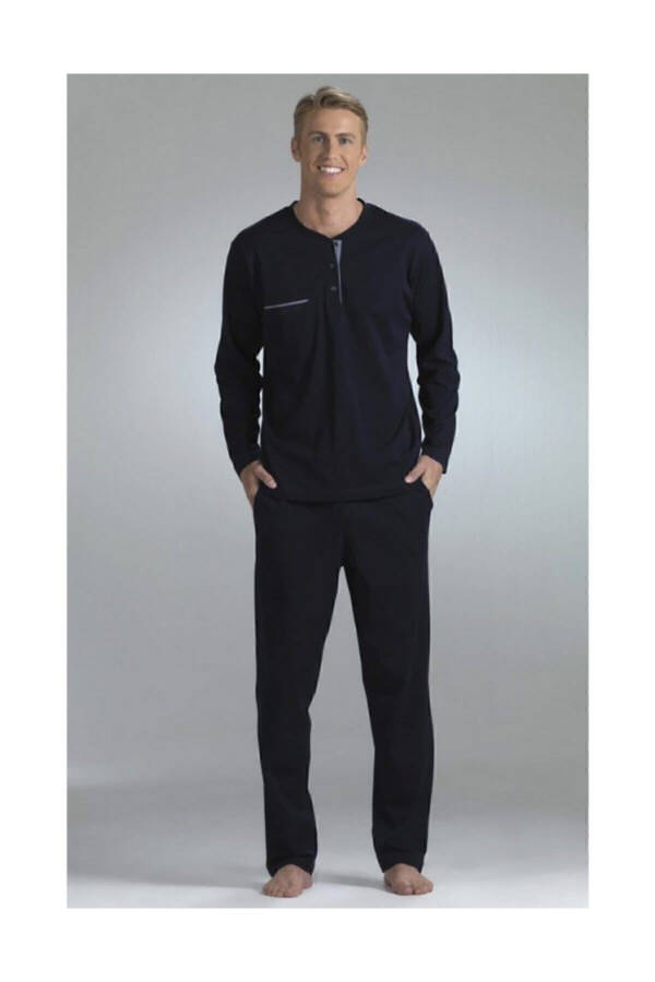 Men's Black Long Sleeve Pajama Set T3409 - 6