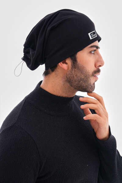 Men's Black Neon Cord Detail Italian Design 4 Season Hat Beanie Buff - 6