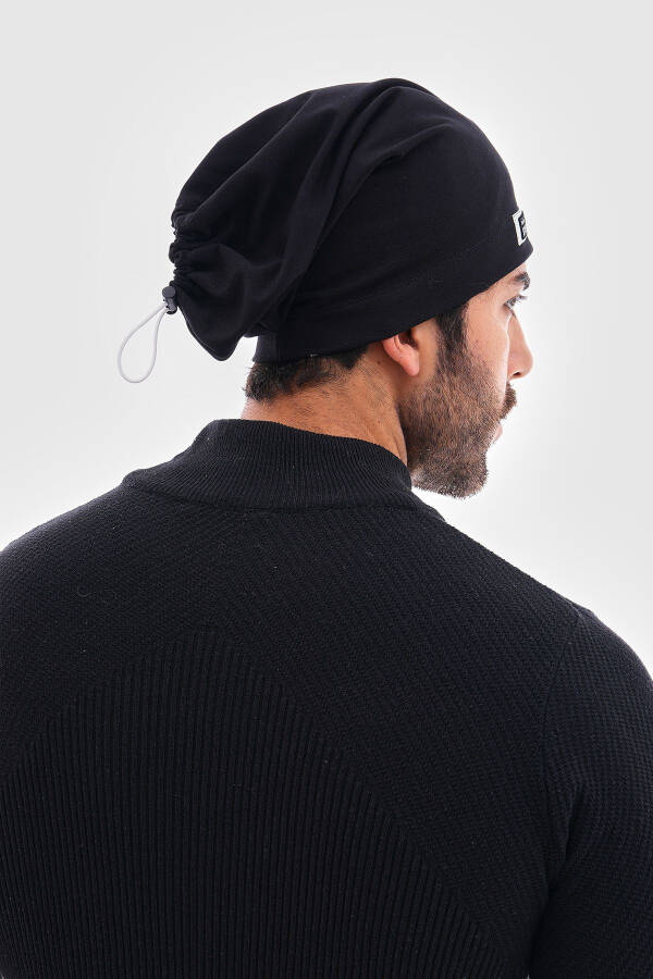 Men's Black Neon Cord Detail Italian Design 4 Season Hat Beanie Buff - 1