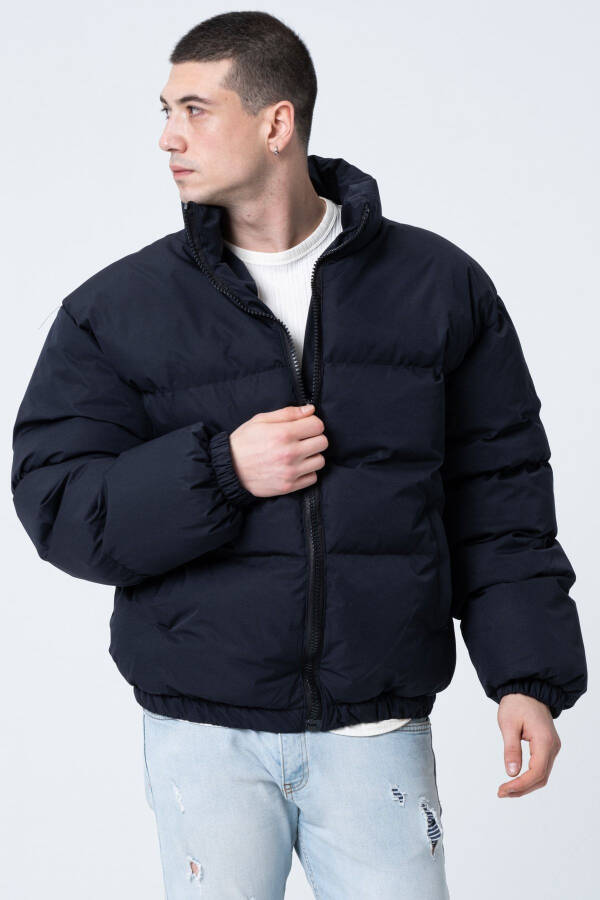 Men's Black Oversized Waterproof Bomber Jacket - 1