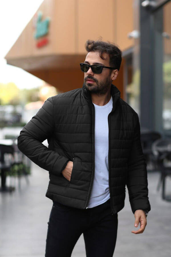 Men's Black Padded Lined Jacket - 6