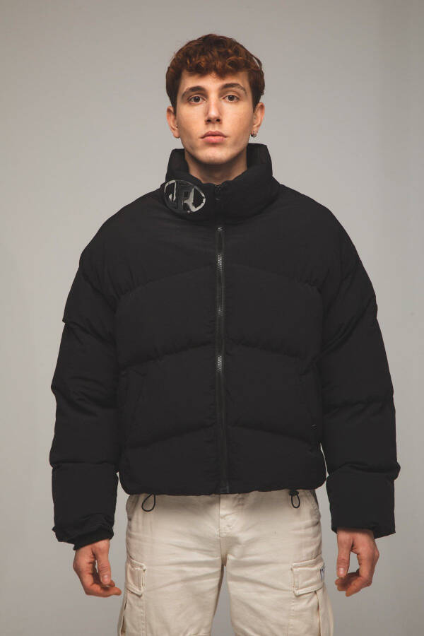 Men's Black Puffer Jacket - 1