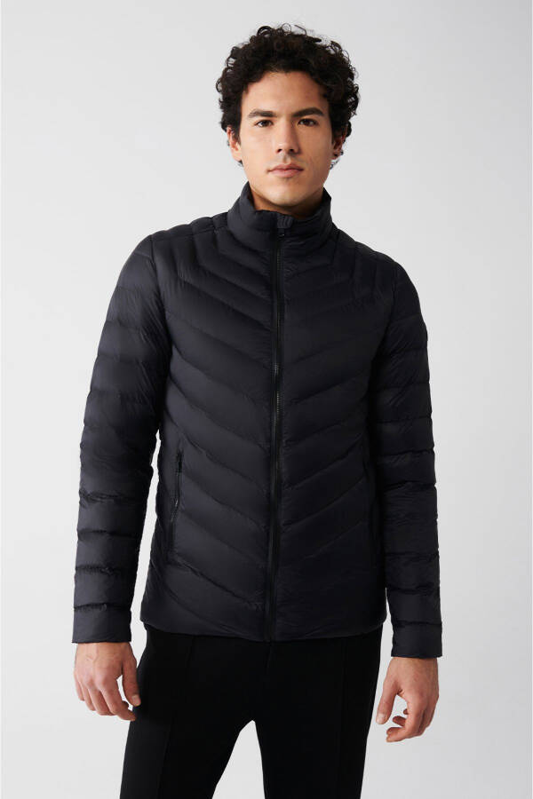 Men's Black Puffer Unisex Jacket Goose Down Water Repellent Windproof Comfort Fit B006020 - 1