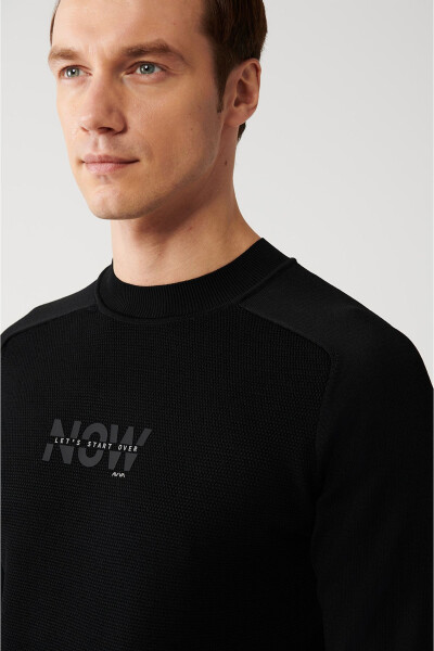 Men's Black Rayon Knit Sweater - 2