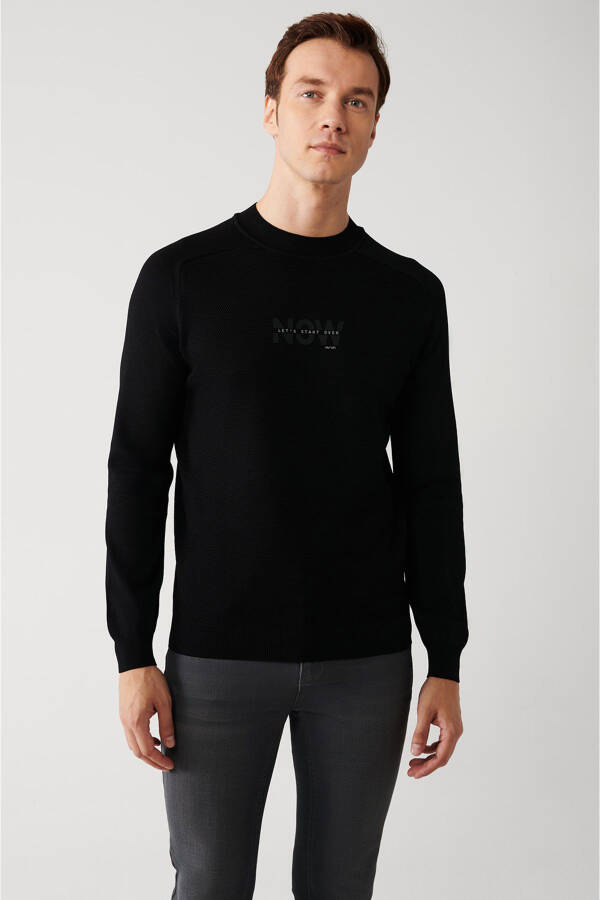 Men's Black Rayon Knit Sweater - 3