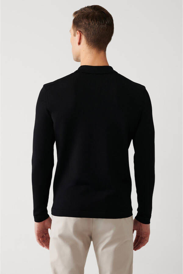 Men's Black Rayon Knit Sweater - 4