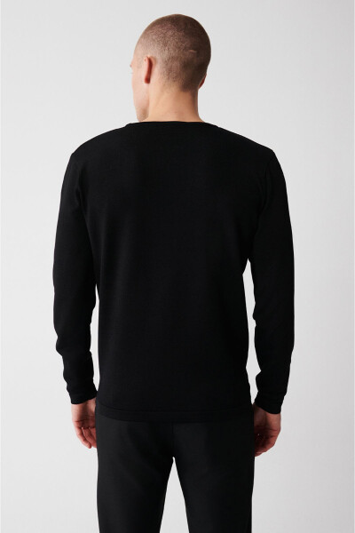 Men's Black Rayon Knit Sweater - 4