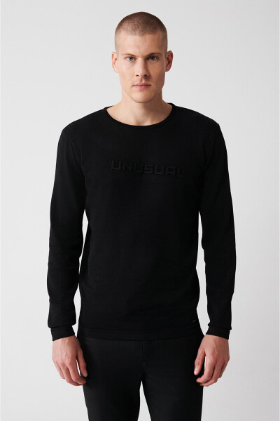 Men's Black Rayon Knit Sweater - 5