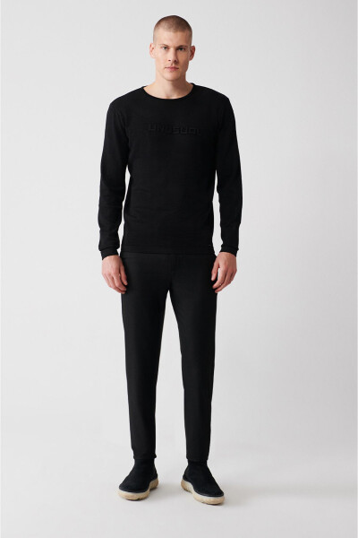 Men's Black Rayon Knit Sweater - 6