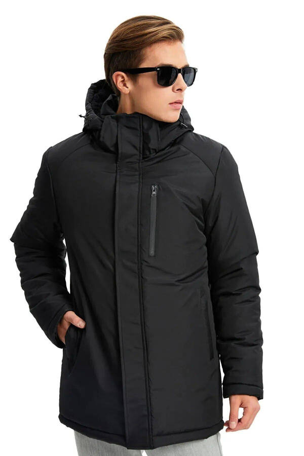 Men's Black Removable Hooded Windproof Winter Jacket & Coat & Parka - 8